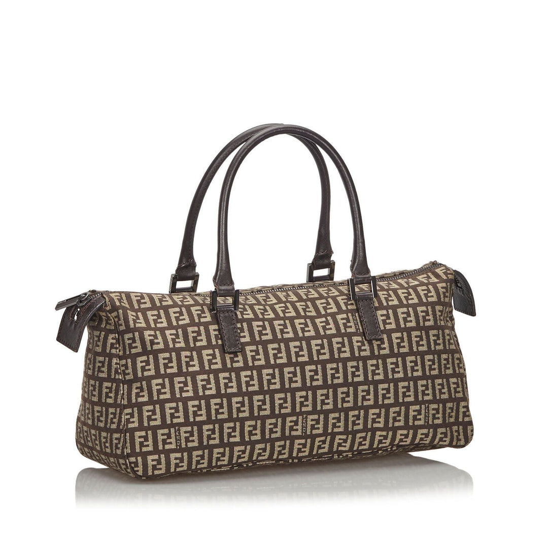 Pre-Loved Fendi Brown Dark Canvas Fabric Zucchino Handbag Italy