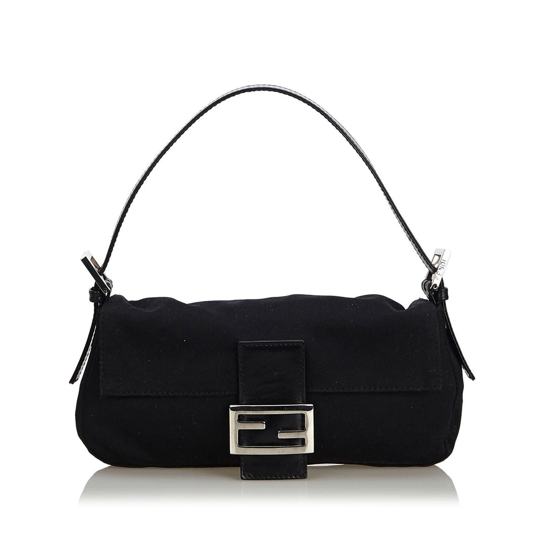 Pre-Loved Fendi Black Nylon Fabric Mamma Baguette ITALY