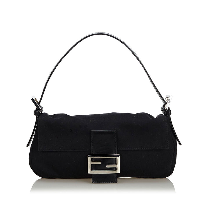 Pre-Loved Fendi Black Nylon Fabric Mamma Baguette ITALY