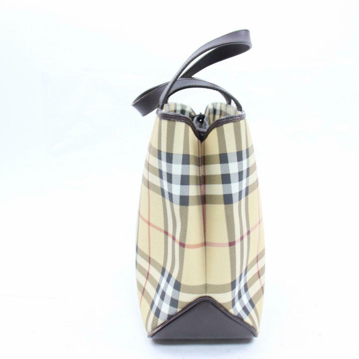 Indistinguishable  Burbe**y London Hand Bag Brown PVC (SHC1-14603)