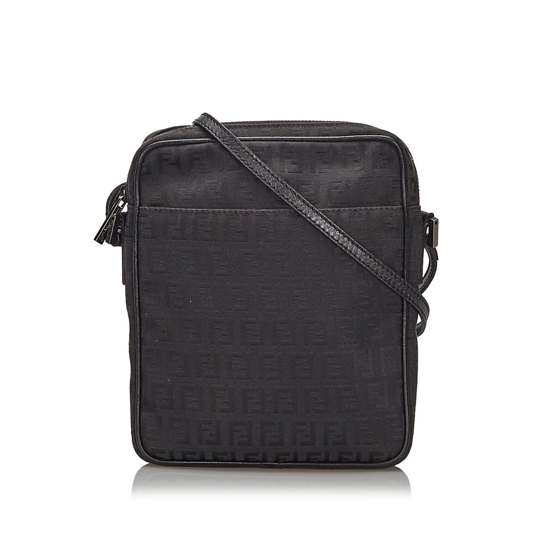 Pre-Loved Fendi Black Canvas Fabric Zucchino Crossbody Bag Italy
