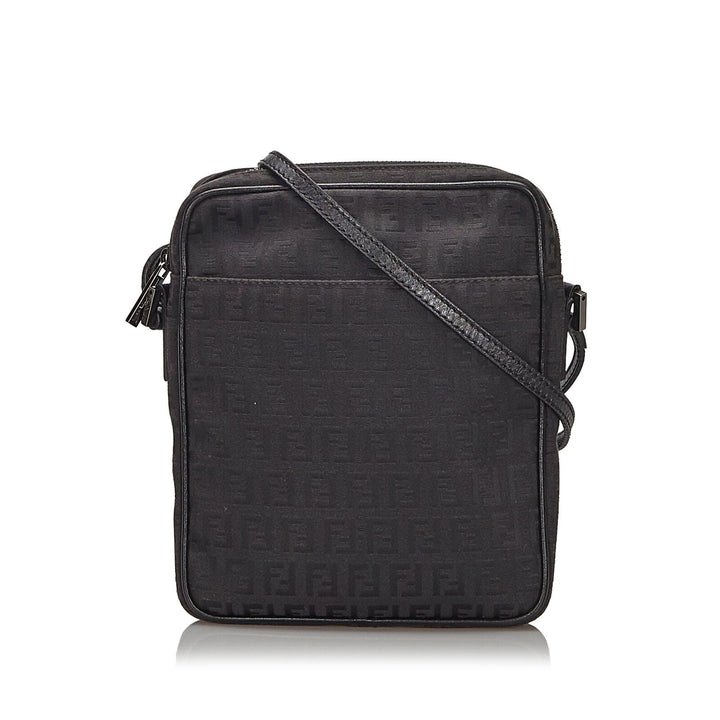 Pre-Loved Fendi Black Canvas Fabric Zucchino Crossbody Bag Italy