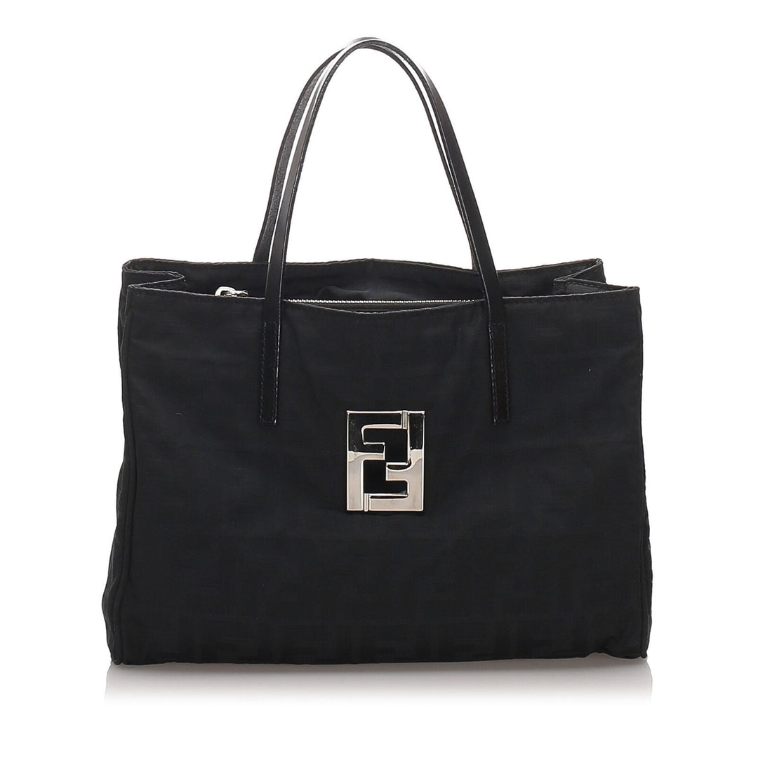Pre-Loved Fendi Black Nylon Fabric Zucca Tote Bag Italy