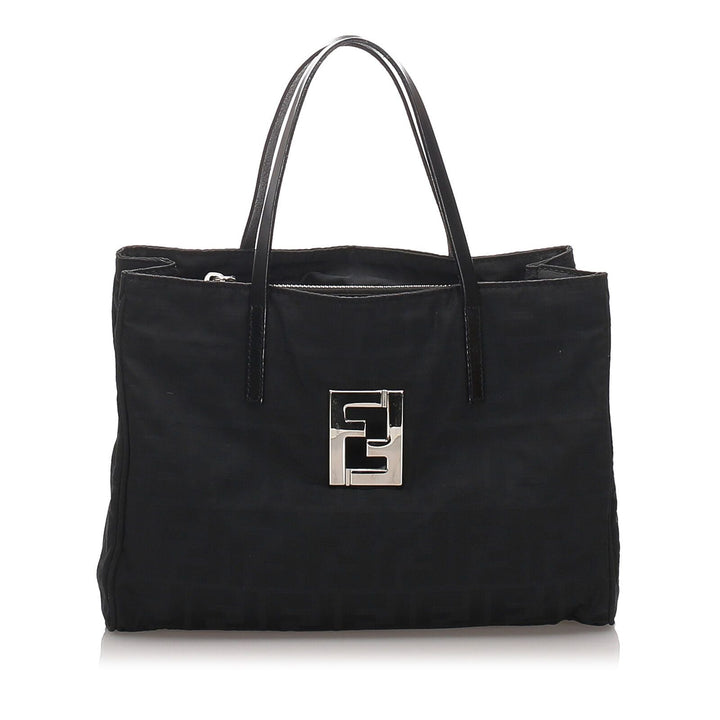 Pre-Loved Fendi Black Nylon Fabric Zucca Tote Bag Italy