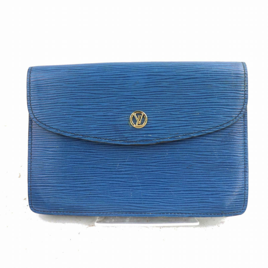 Louis Vuitton Clutch Montaigne Blue Epi  (SHC7-10623)
