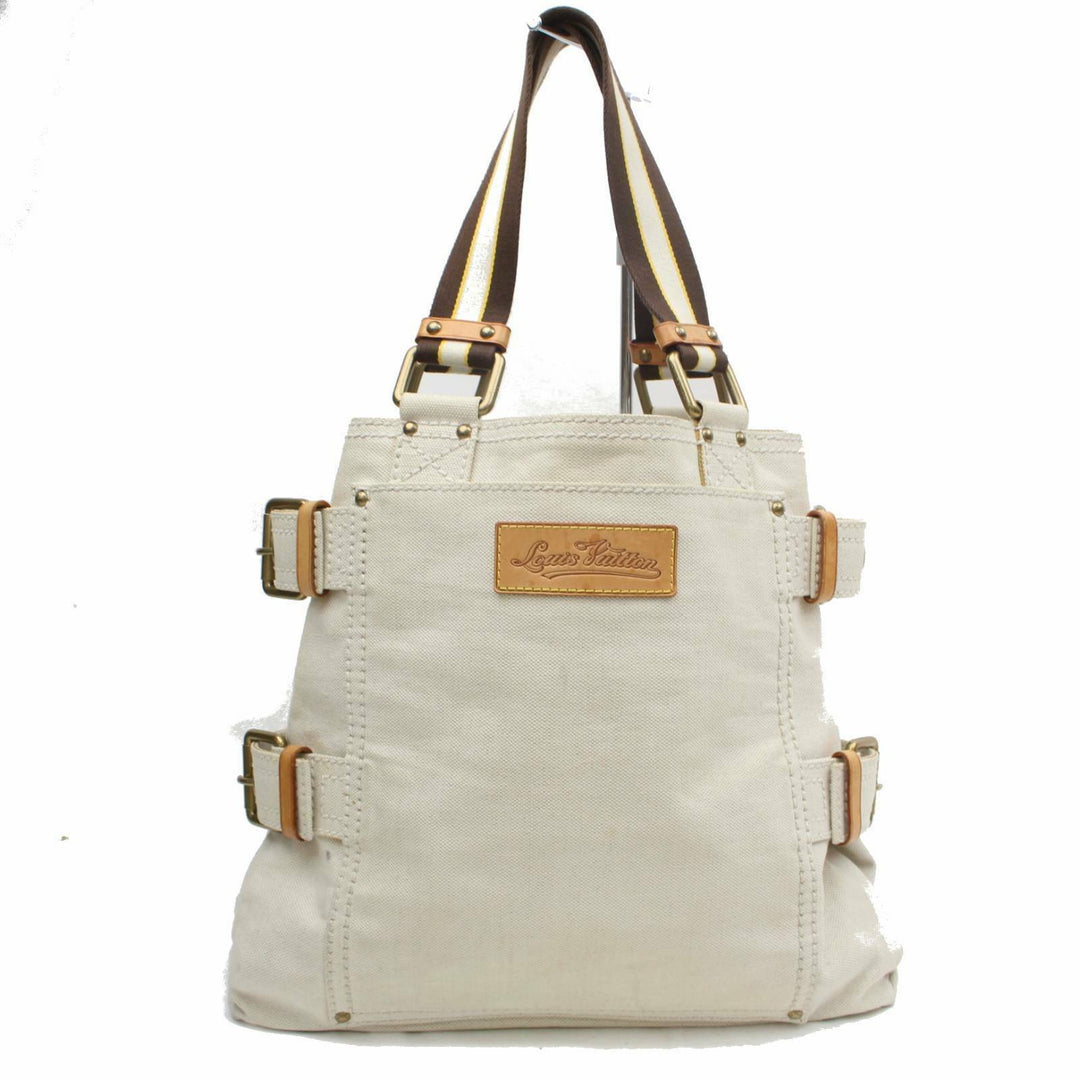 Louis Vuitton Tote Bag Globe Shopper Cream Canvas  (SHC7-10451)