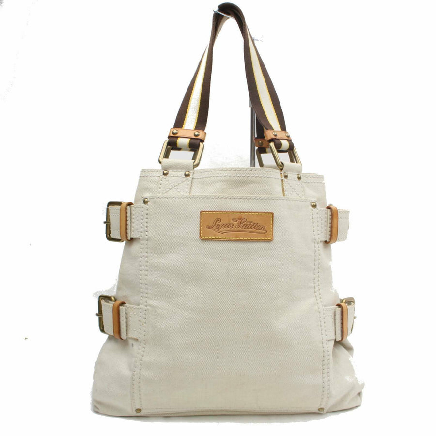 Louis Vuitton Tote Bag Globe Shopper Cream Canvas  (SHC7-10451)
