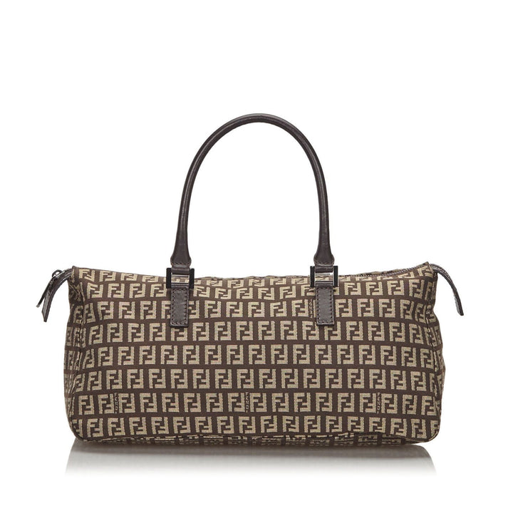 Pre-Loved Fendi Brown Dark Canvas Fabric Zucchino Handbag Italy