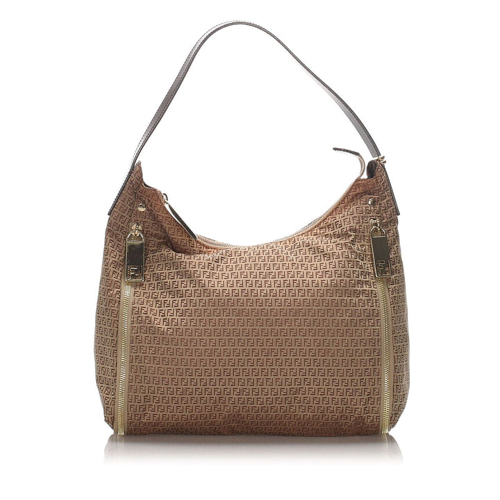 Pre-Loved Fendi Brown Light Canvas Fabric Microzucchino Shoulder Bag Italy