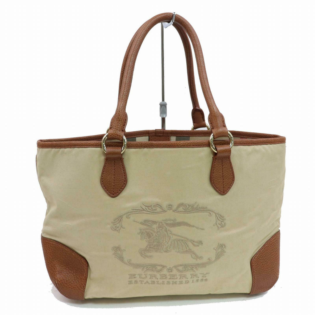 Indistinguishable  Burbe**y Hand Bag Beige Canvas (SHC1-14383)