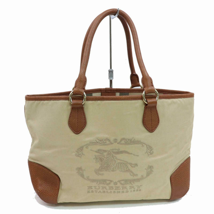 Indistinguishable  Burbe**y Hand Bag Beige Canvas (SHC1-14383)