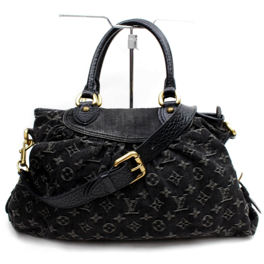 Louis Vuitton Hand Bag Neo Cabby Mm Black Monogram Denim  (SHC1-17046)