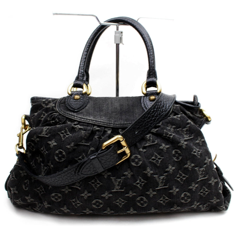 Louis Vuitton Hand Bag Neo Cabby Mm Black Monogram Denim  (SHC1-17046)
