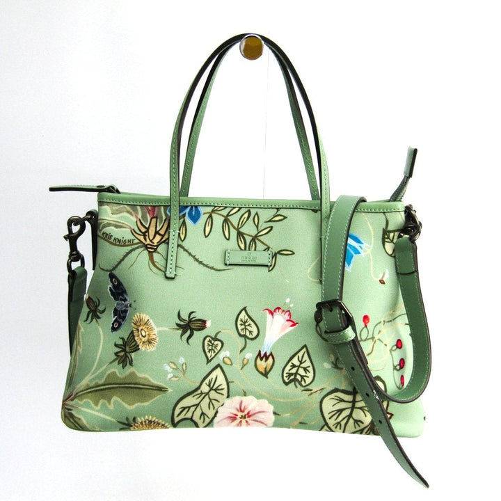 G*G Green Printed Canvas Kris Knight Tote  (SHA-36978)