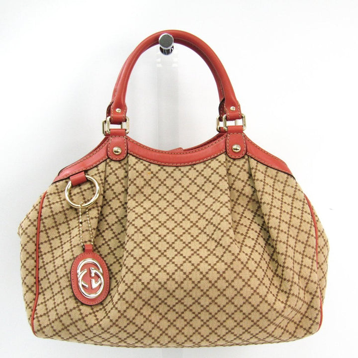 G*G Black Leather Diamante Canvas Medium Sukey Tote  (SHA-22867)