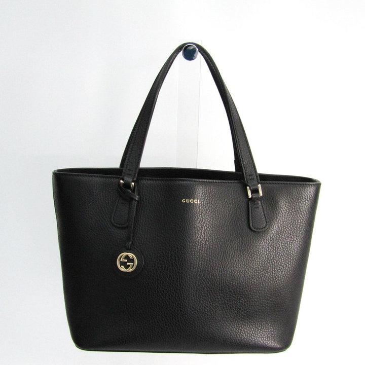 G*G Black Leather GG Tote (SHA-36344)