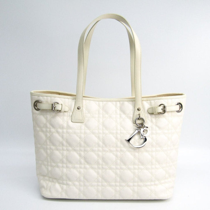 Christian Di**r White Cannage Quilted Leather Panarea Tote (SHA-16565)