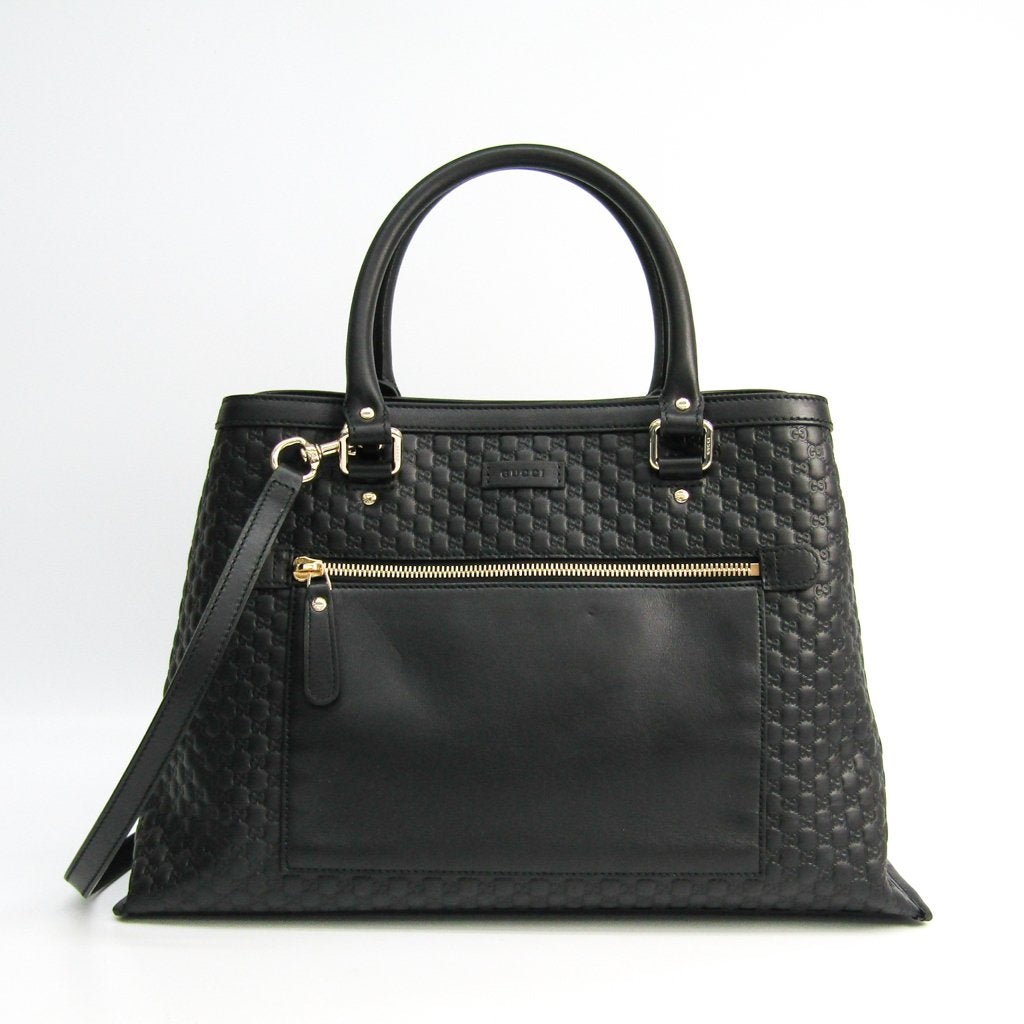 G*G Black Micro GG Leather Convertible Tote (SHA-47244)