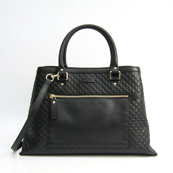 G*G Black Micro GG Leather Convertible Tote (SHA-47244)