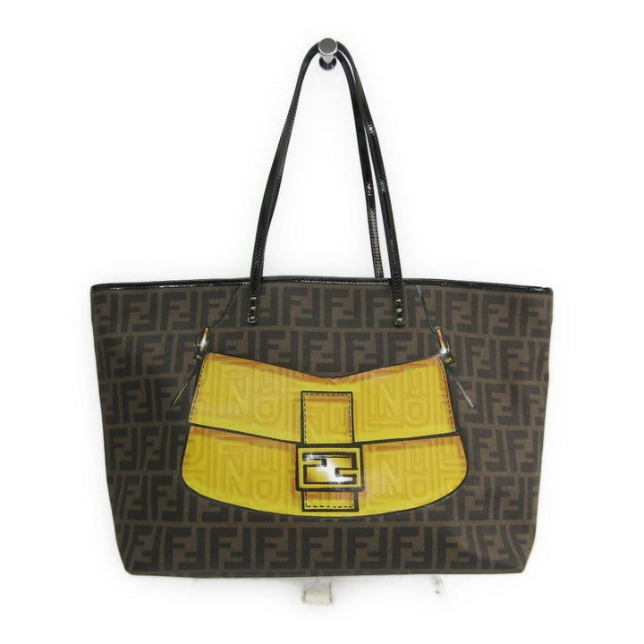 Fendi Brown Printed Coated Canvas Roll Tote (SHA-10248)
