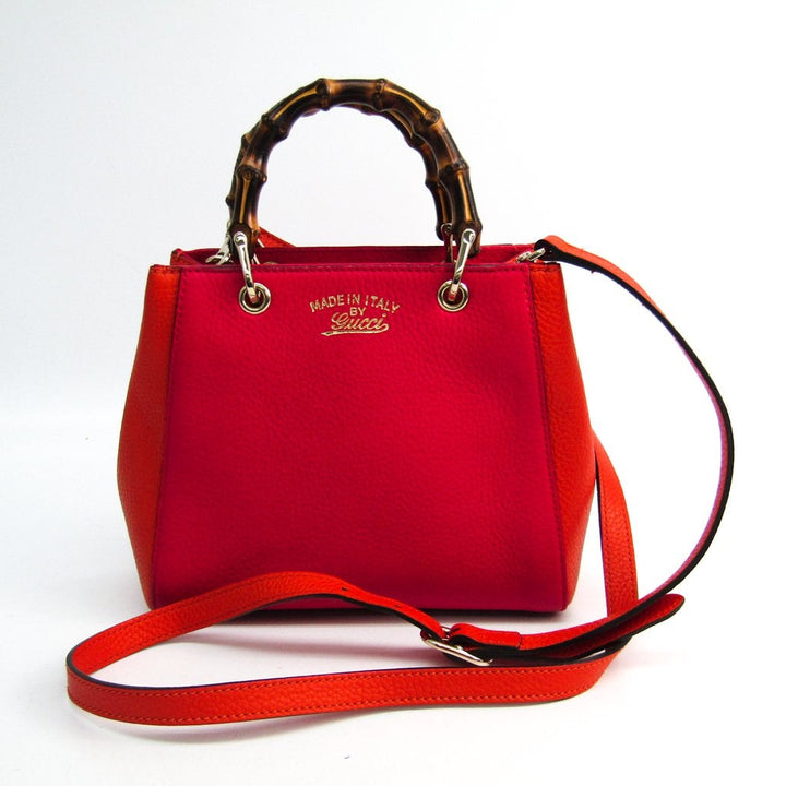 G*G Fuchsia Leather Bamboo Shopper Mini Tote (SHA24400)