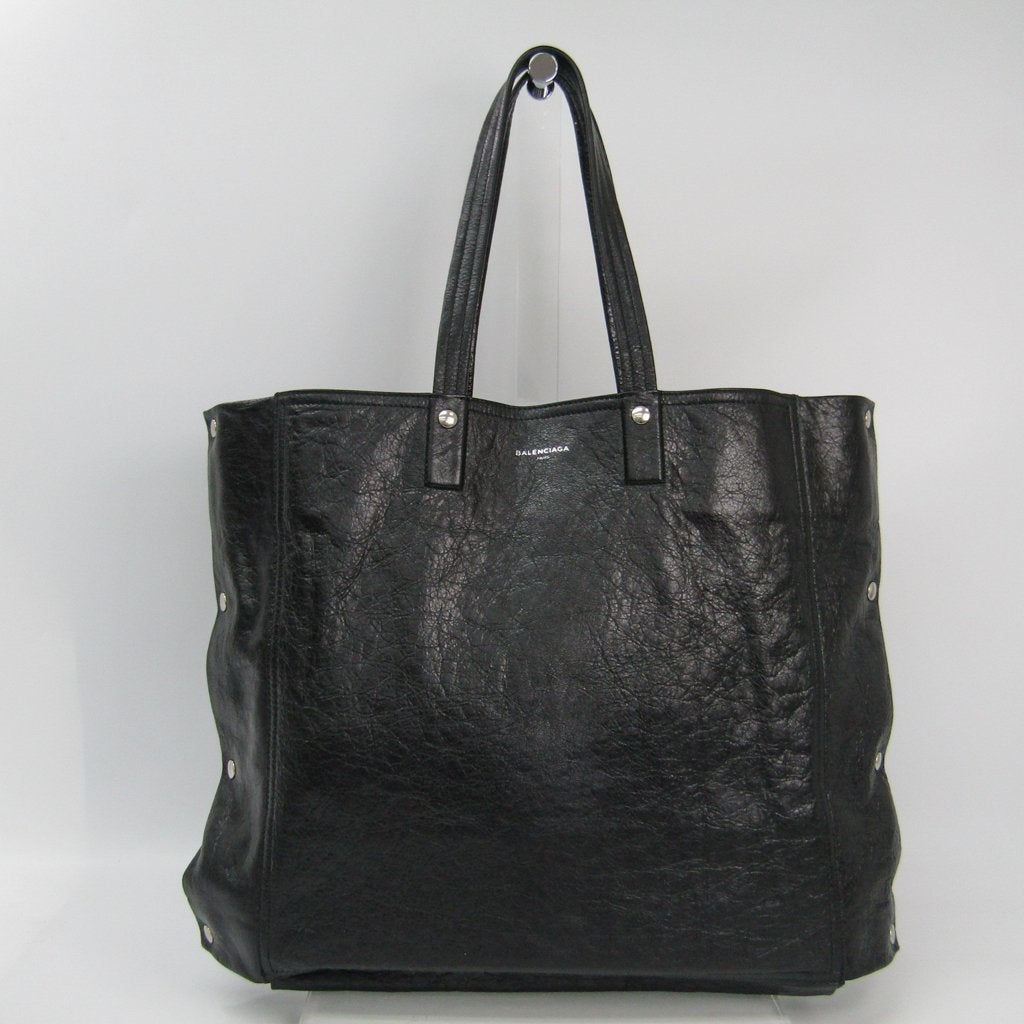 Balenciaga Black Leather Papier Snap Simple Tote (SHA-36287)