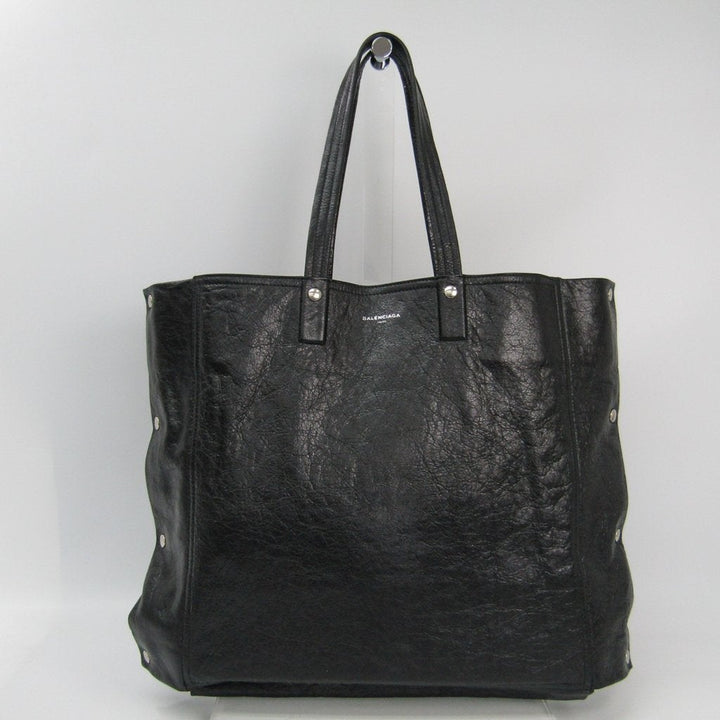 Balenciaga Black Leather Papier Snap Simple Tote (SHA-36287)
