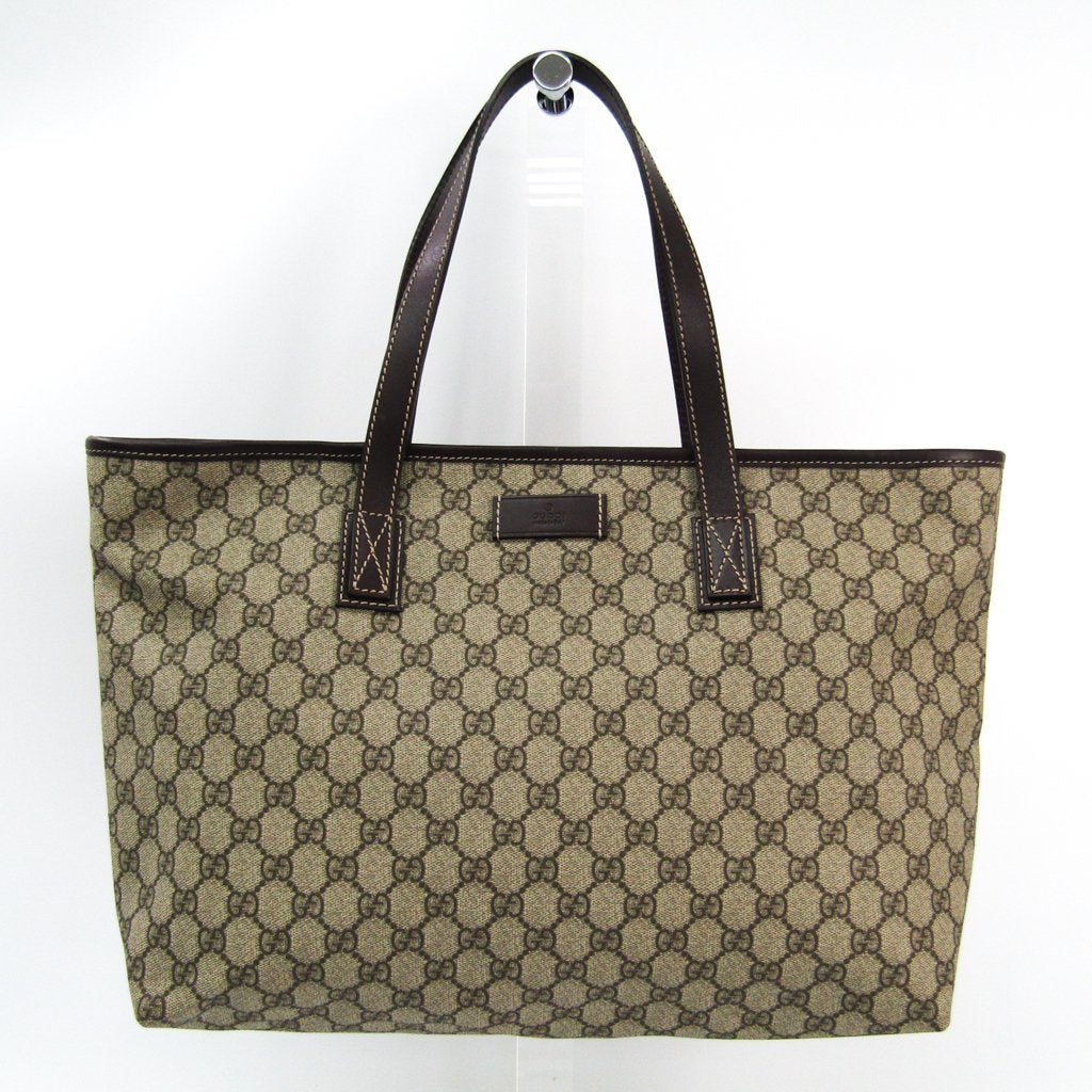 G*G Beige Leather GG Monogram Canvas  Tote Bag (SHA-24514)