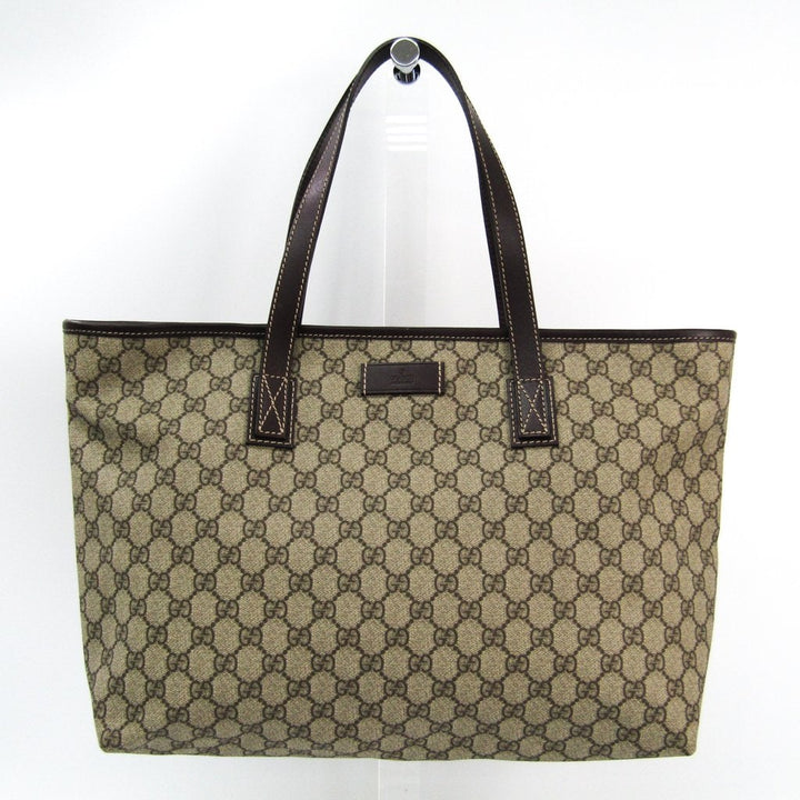 G*G Beige Leather GG Monogram Canvas  Tote Bag (SHA-24514)