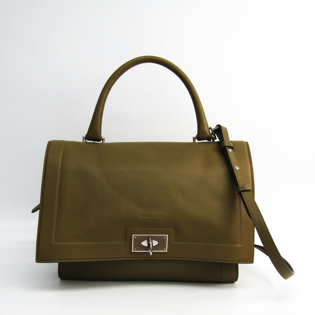 Givenchy Olive Green Leather Shoulder Tote (SHA-45326)