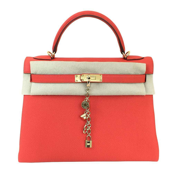 Hermès Kelly 32 Capucine Togo Bag GHW