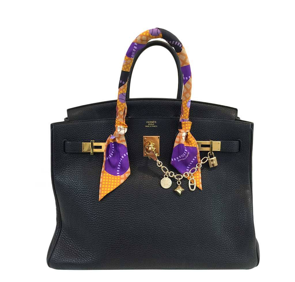 Hermès Birkin 35 Black Clemence Bag GHW