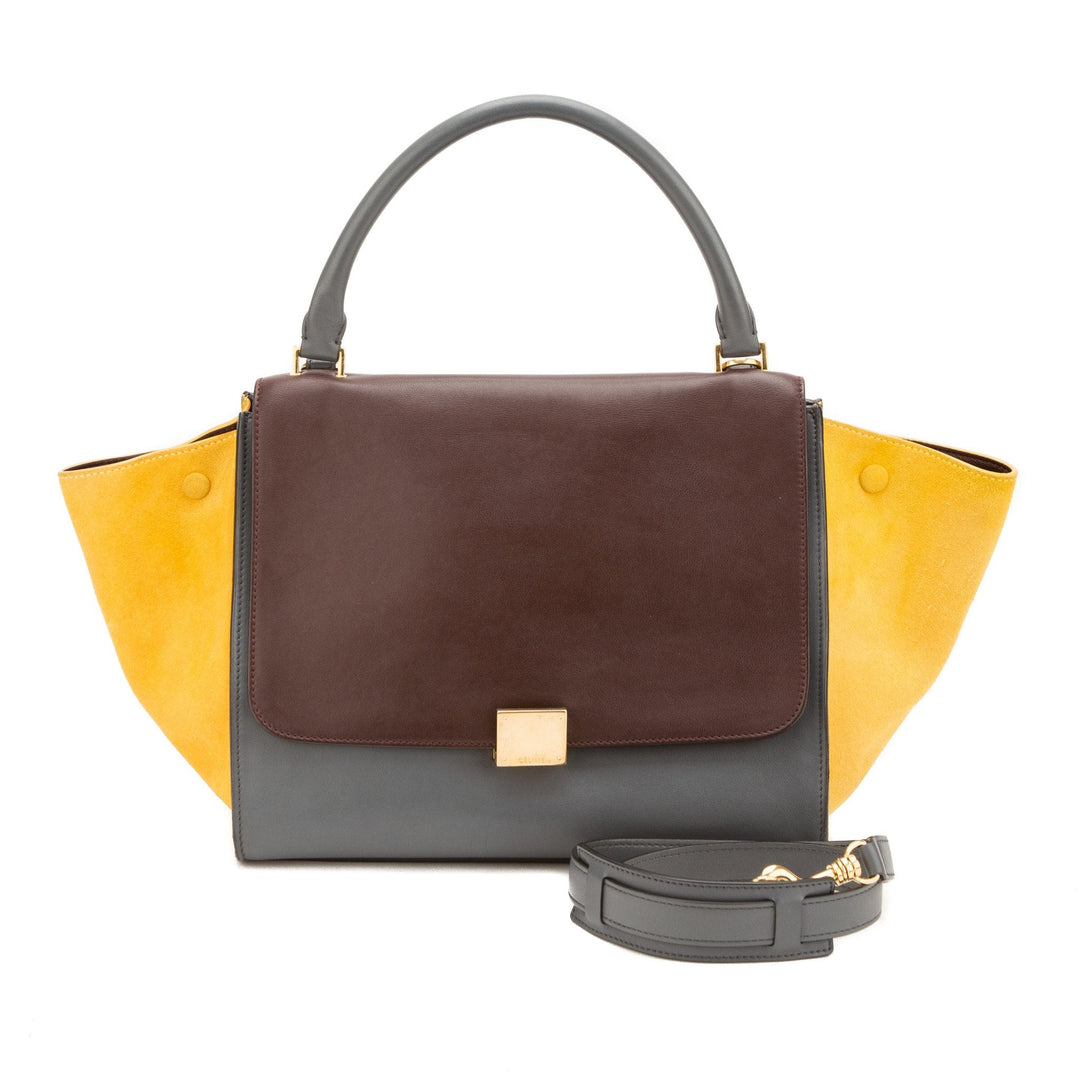 Celine Tricolor Calsfkin Trapeze Tote Hand Bag (Indistinguishable)
