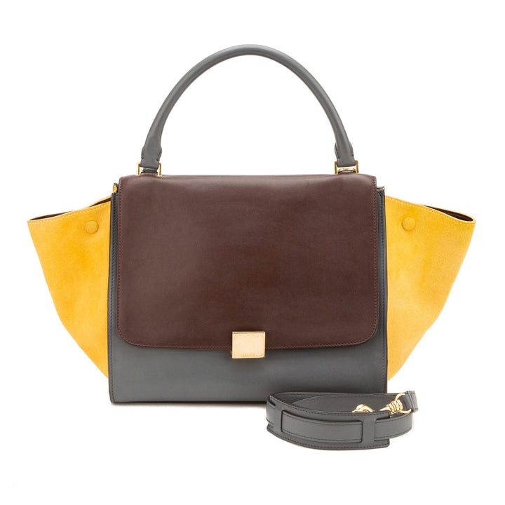 Celine Tricolor Calsfkin Trapeze Tote Hand Bag (Indistinguishable)