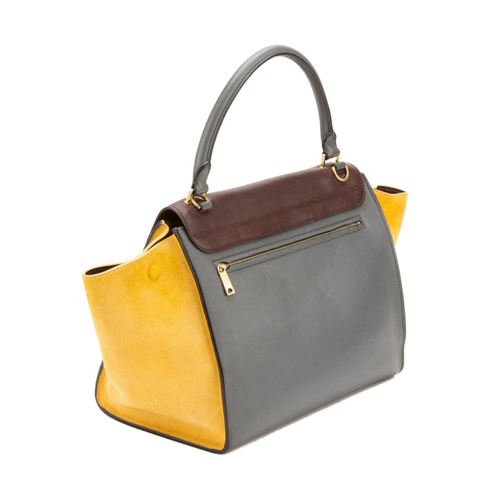 Celine Tricolor Calsfkin Trapeze Tote Hand Bag (Indistinguishable)