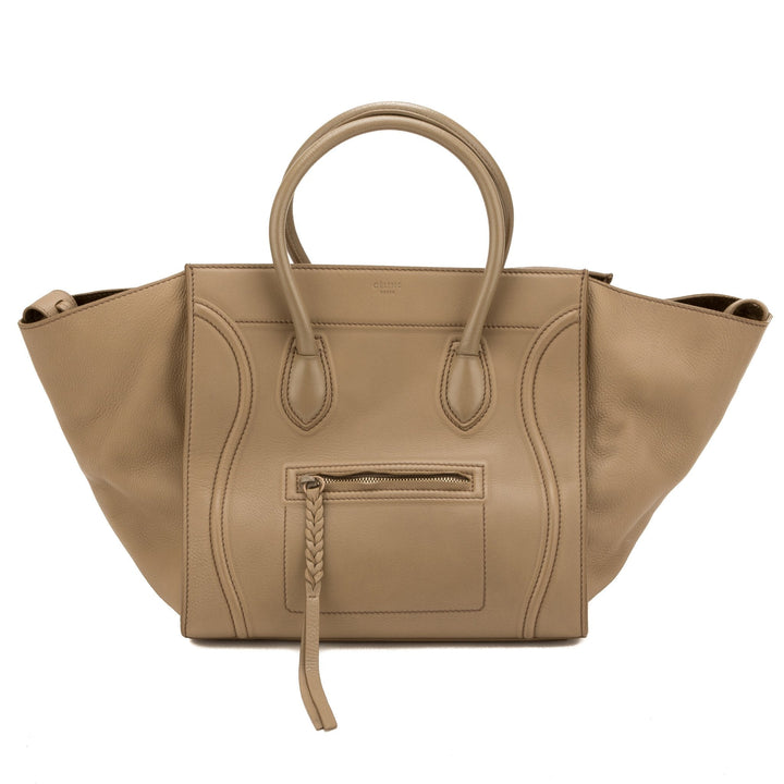 Celine Green Olive Leather Luggage Phantom Tote  (Indistinguishable)