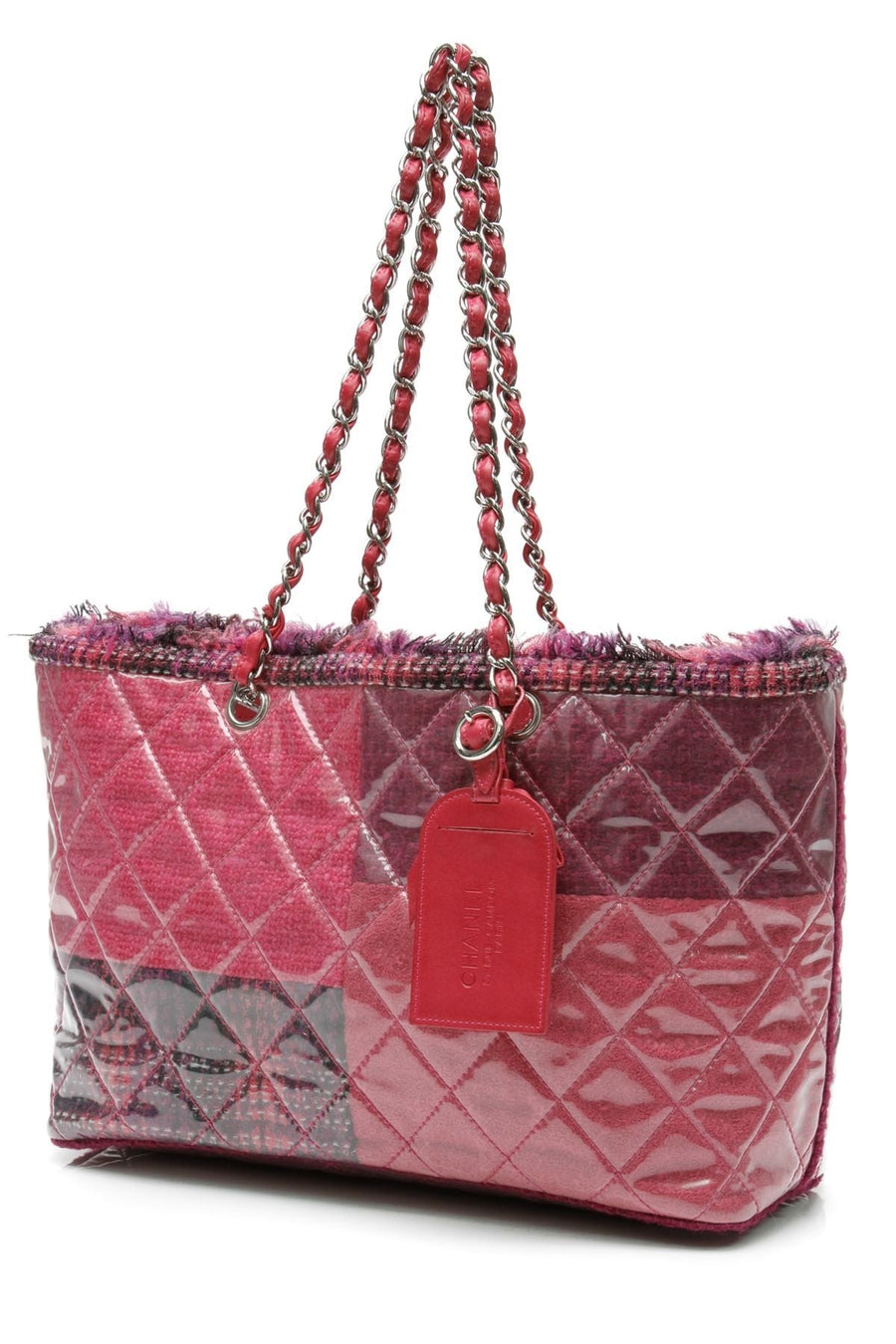 Funny Tweed Patchwork Tote Bag - Pink Vinyl