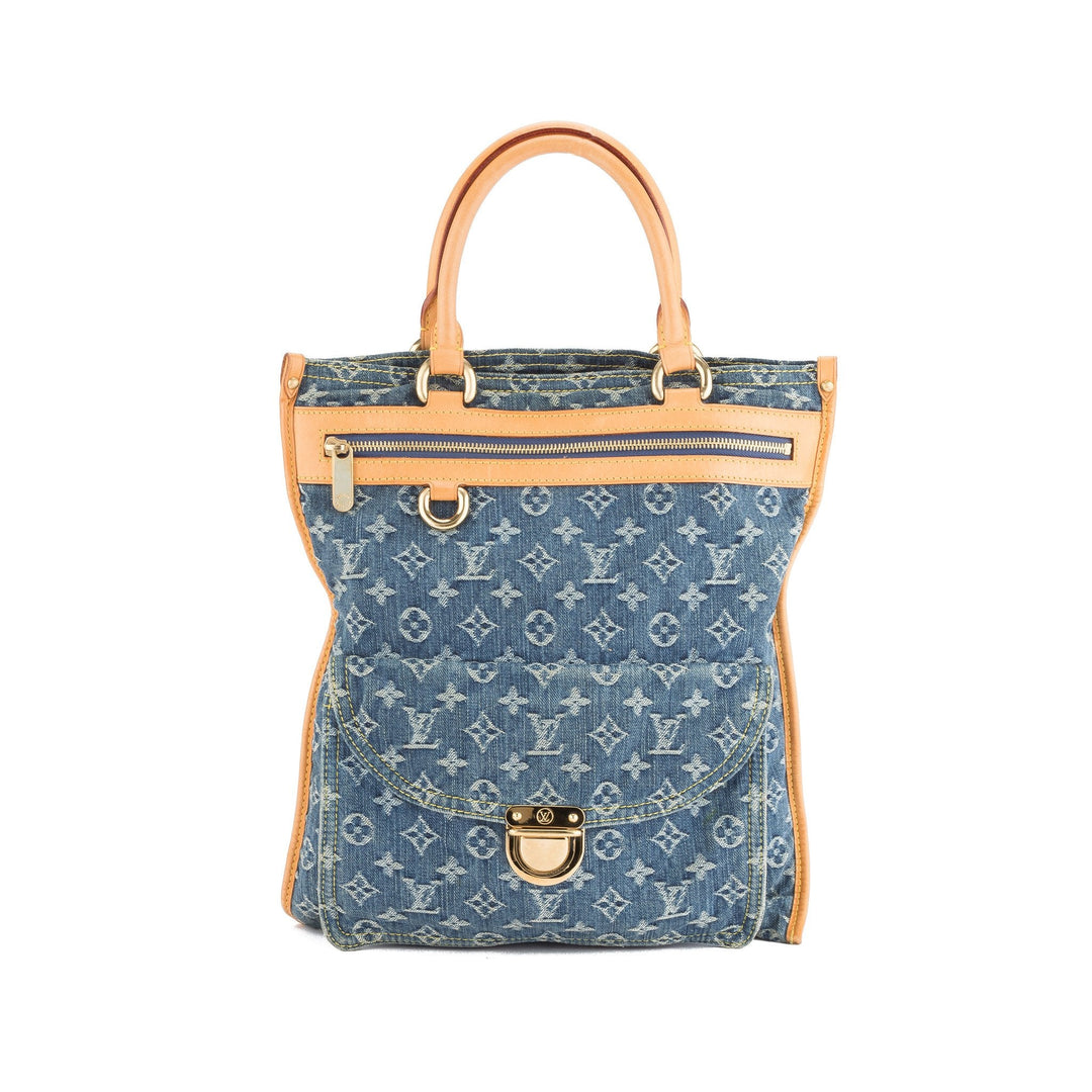 L*V Blue Denim Flat Shopper Tote Bag (Pre Owned)