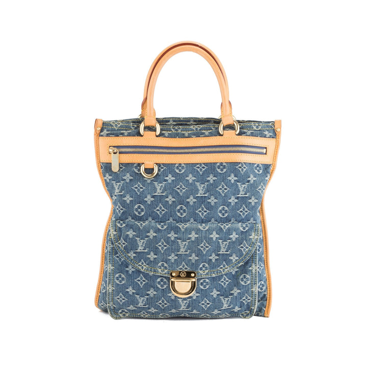 L*V Blue Denim Flat Shopper Tote Bag (Pre Owned)