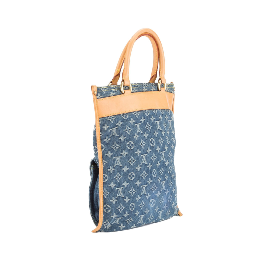 L*V Blue Denim Flat Shopper Tote Bag (Pre Owned)