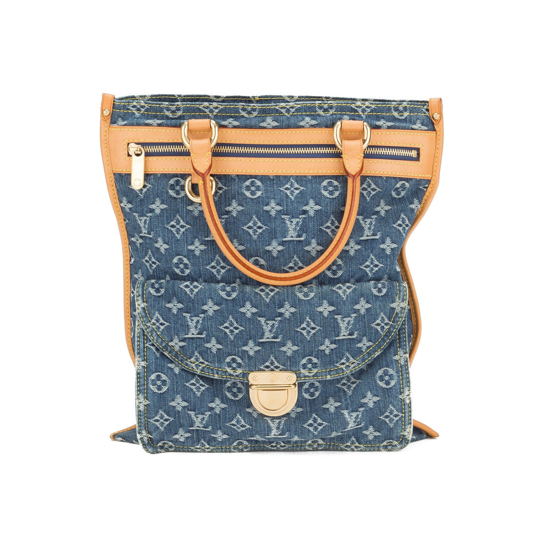 L*V Blue Denim Flat Shopper Tote Bag (Indistinguishable)