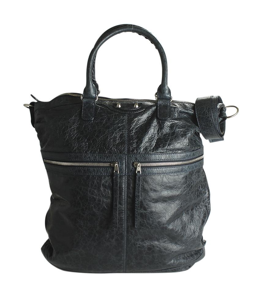 Balenciaga 272403 Mens Classic Large Square Blue Agneau Leather 2- Way Bag
