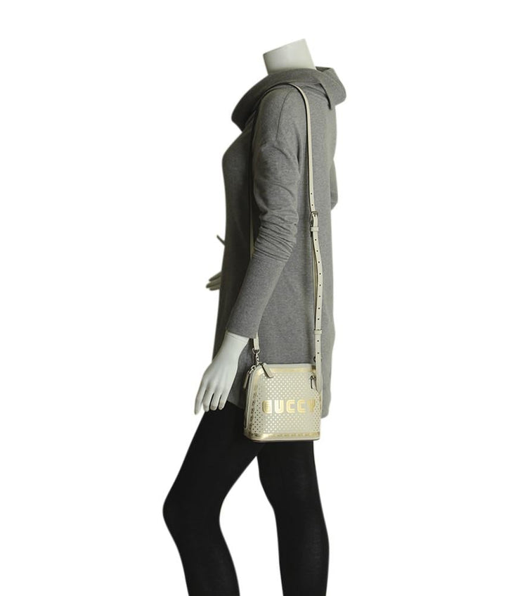 G*G 511189 Sega Logo Moon & Star Cream Leather Crossbody Bag
