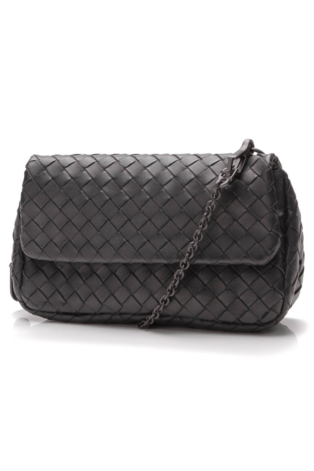 Intrecciato Small Chain Crossbody Bag - Black