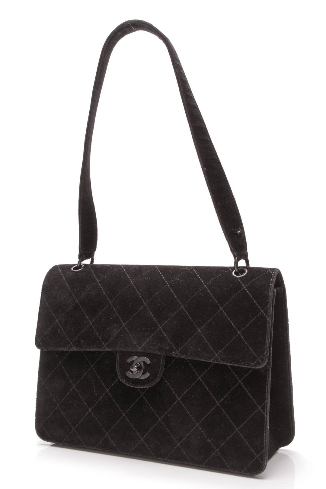 Vintage Flap Shoulder Bag - Black Velvet