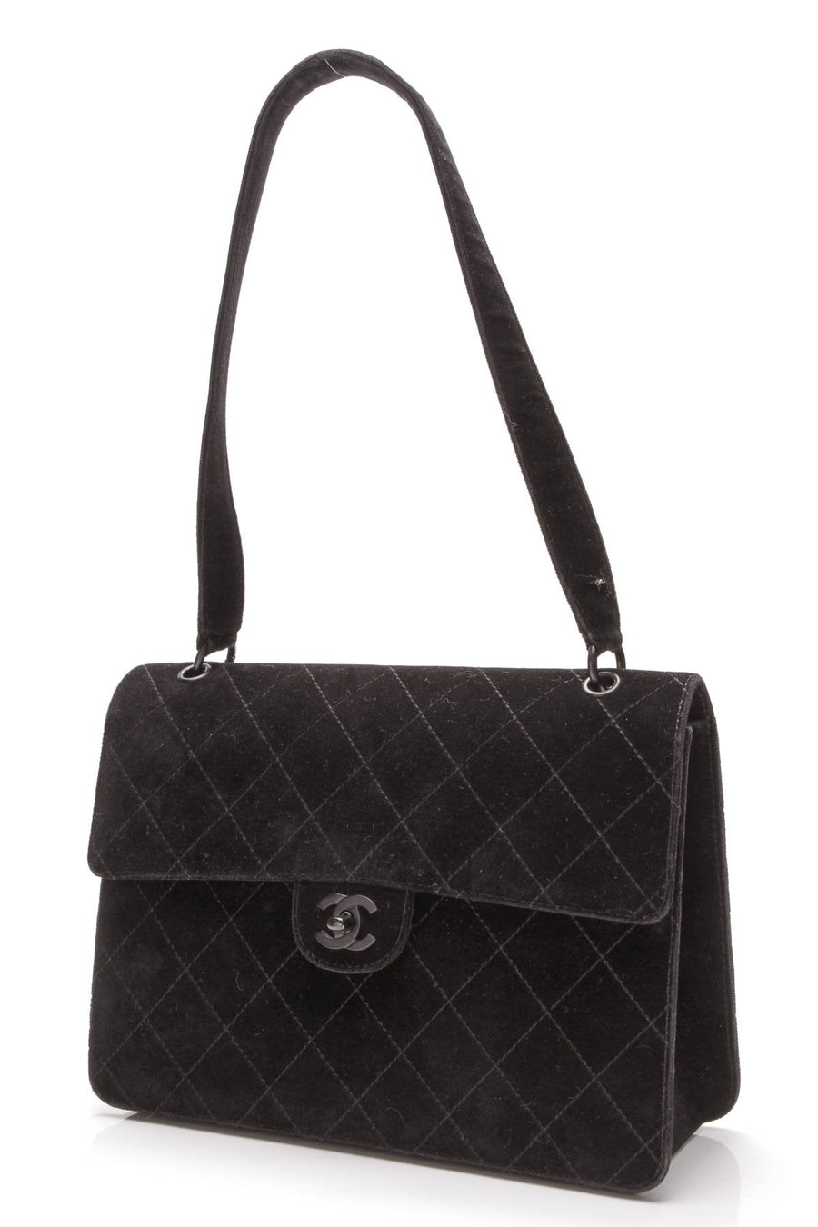 Vintage Flap Shoulder Bag - Black Velvet