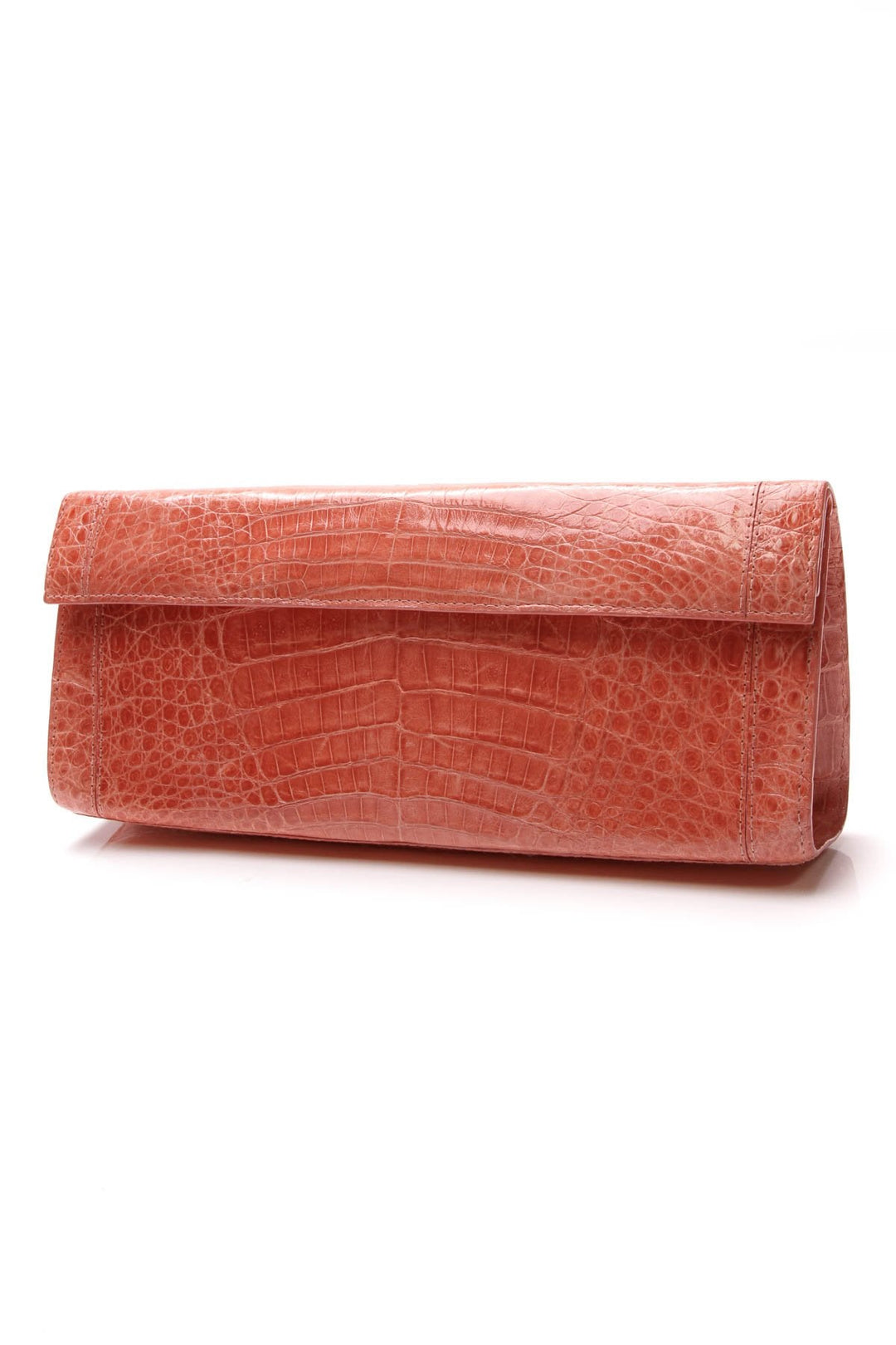 Fold Over Clutch Bag - Coral Crocodile