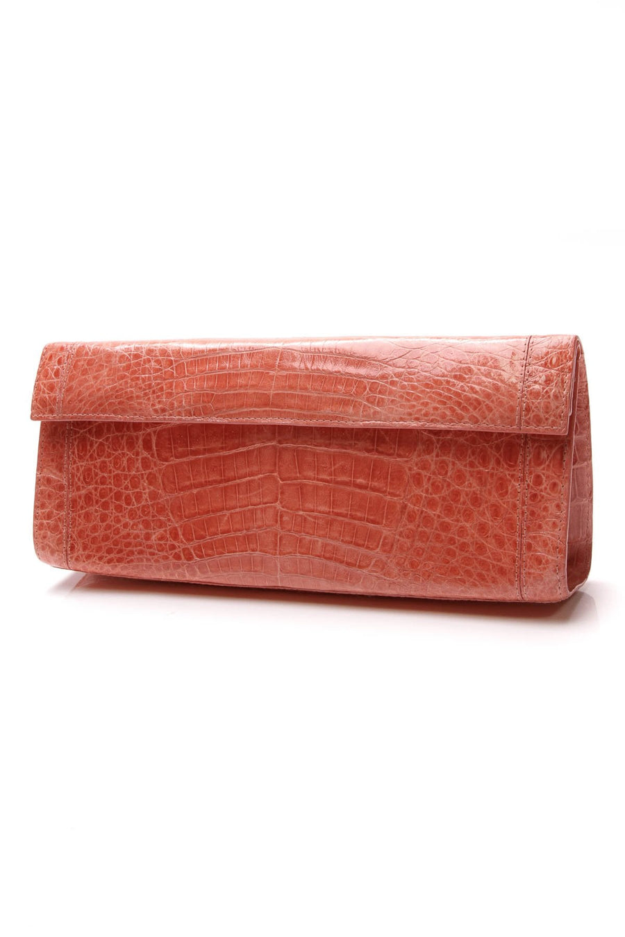 Fold Over Clutch Bag - Coral Crocodile
