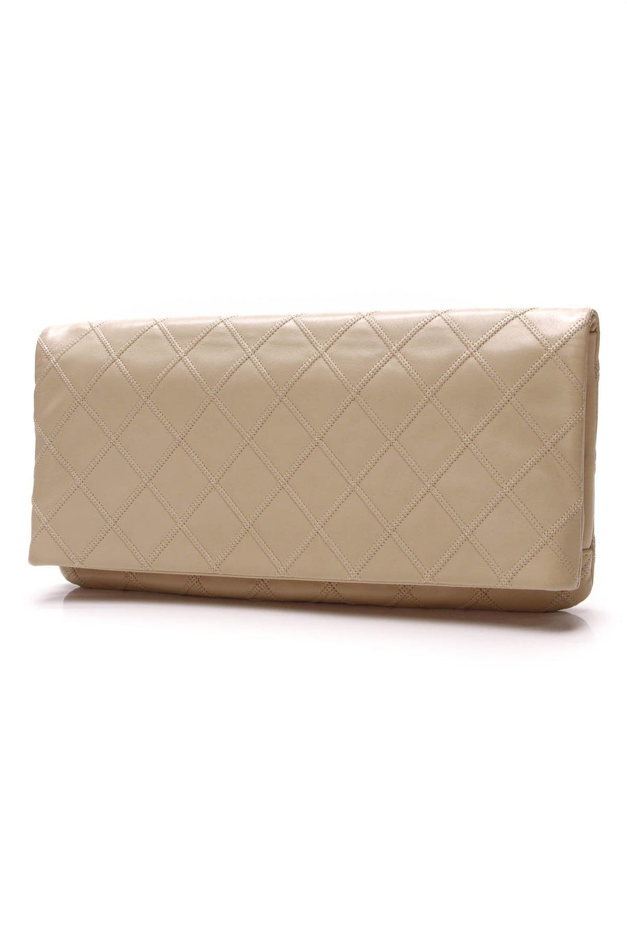 Thin City Clutch Bag - Beige Leather