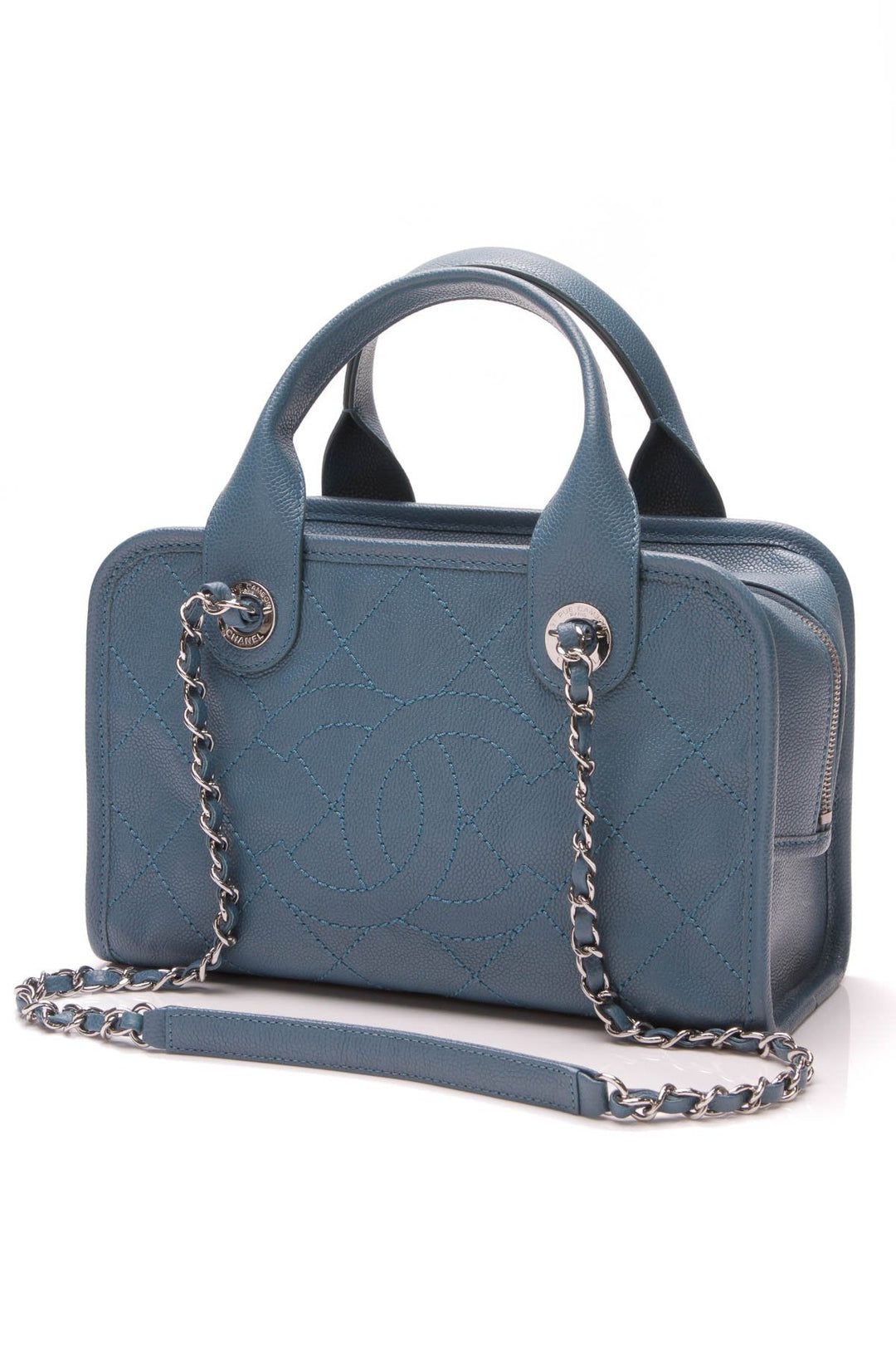 Small Deauville Bowling Bag - Blue Caviar Leather